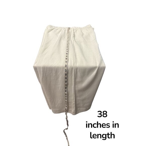 Tribe Alive Cotton Wide Leg Culotte Pants Cream Elastic Waist Cropped Med - Picture 9 of 10